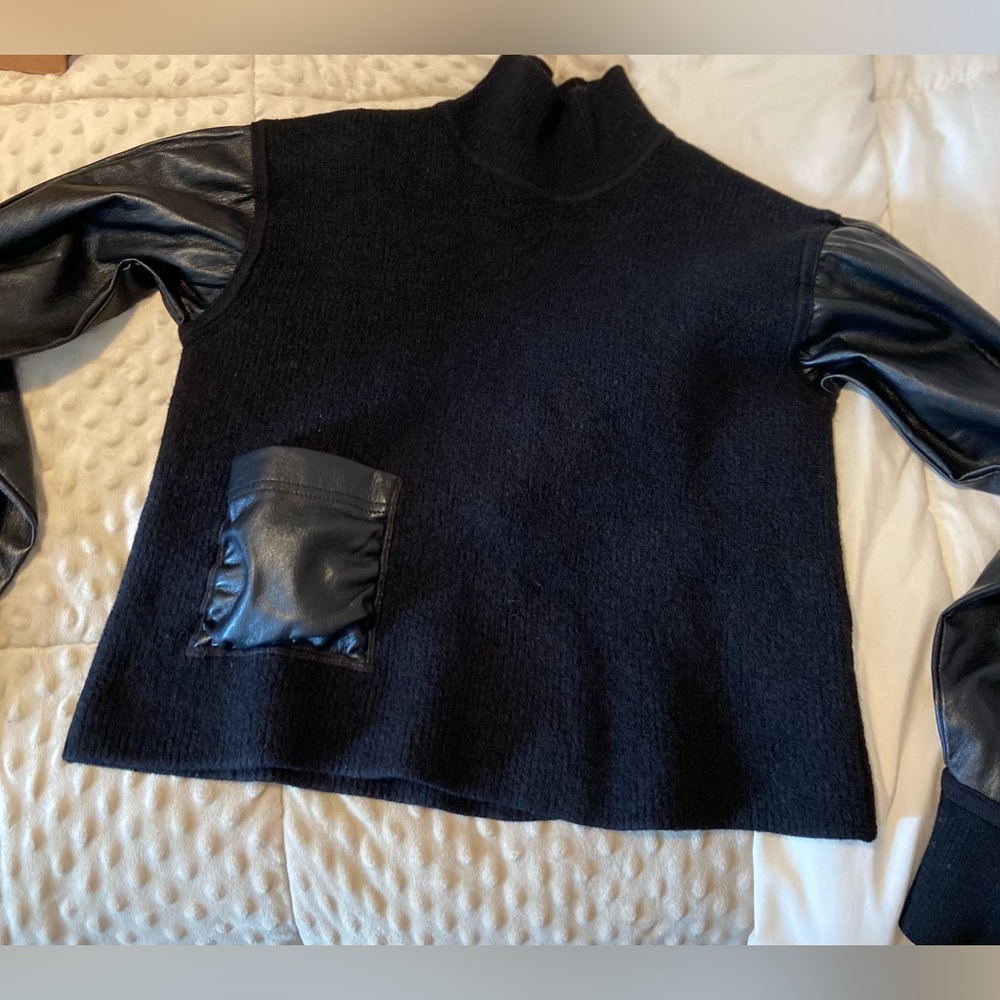 Boss by Hugo Boss women’s Black Knitwear top with Faux Leather Accents